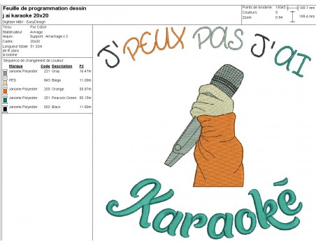 machine embroidery design I can not karaoke