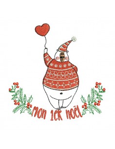 machine embroidery design bear my first Christmas