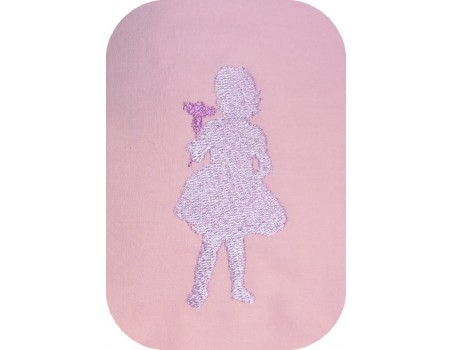 Motif de broderie machine silhouette fille à la fleur