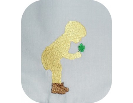 Instant download machine embroidery Silhouette boy with clover