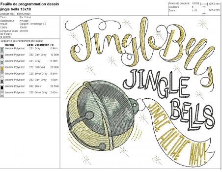 machine embroidery design jingle bells