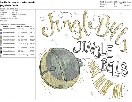 machine embroidery design jingle bells