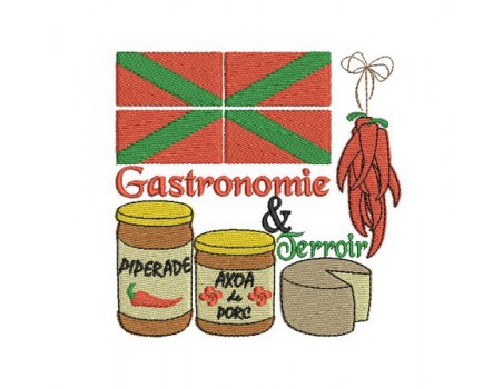 Motif de broderie machine gastronomie pays basque