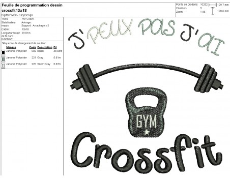 machine embroidery design I can not crossfit