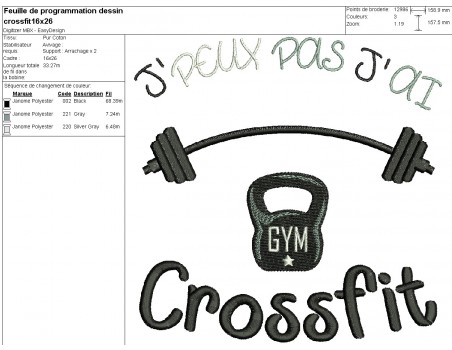 machine embroidery design I can not crossfit