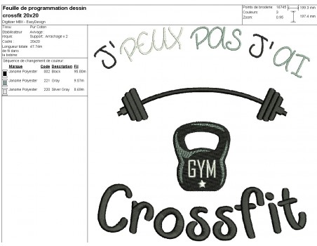 machine embroidery design I can not crossfit