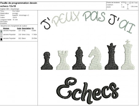 machine embroidery design I can not chess