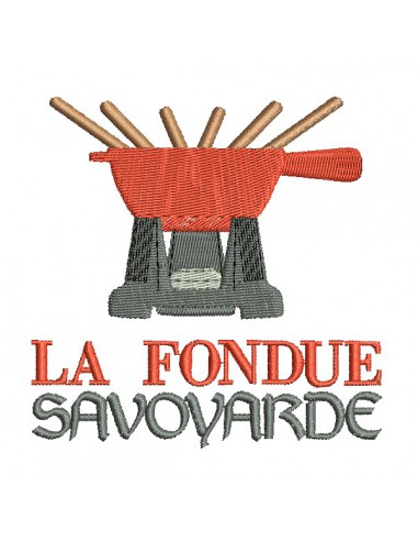 machine embroidery  design Cheese fondue