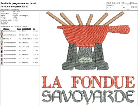 Motif de broderie machine fondue Savoyarde