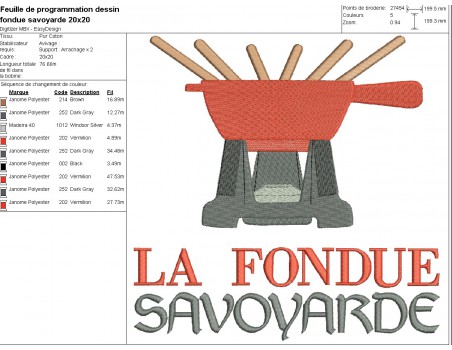 Motif de broderie machine fondue Savoyarde