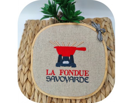 machine embroidery  design Cheese fondue
