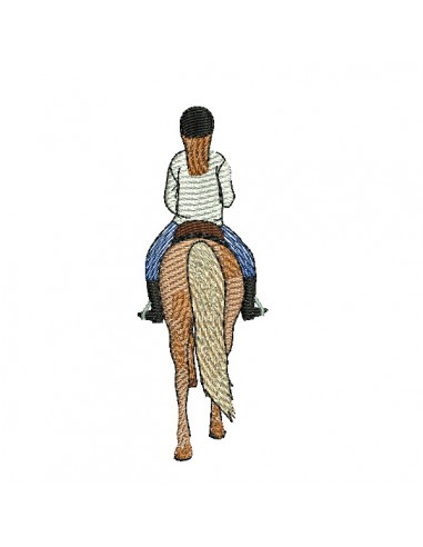 Motif de broderie machine  cheval et jeune fille