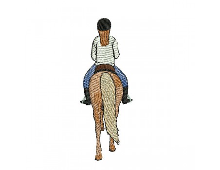 Motif de broderie machine  cheval et jeune fille