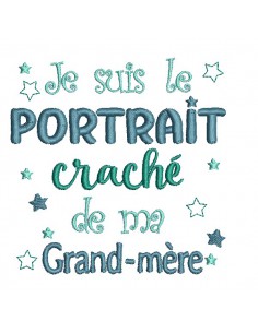Motif de broderie machine portrait craché grand-mère version petit fils