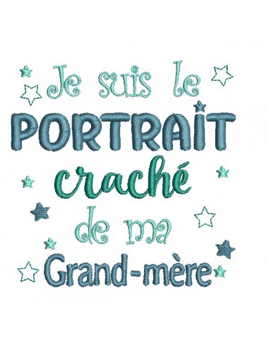 Motif de broderie machine portrait craché grand-mère version petit fils