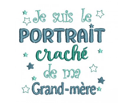 Motif de broderie machine portrait craché grand-mère version petit fils