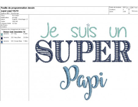 Motif de broderie machine  super papi