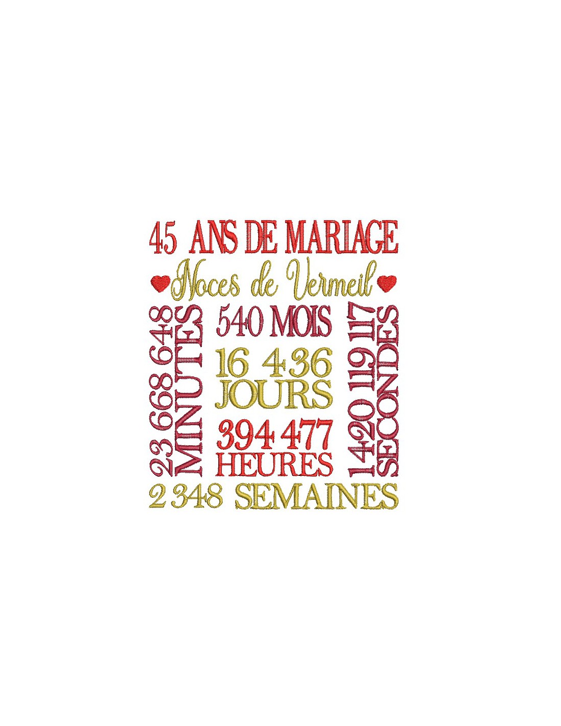 Motif de broderie machine noces d argent 25 ans de mariage