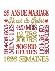 Machine Embroidery design 35 wedding anniversary