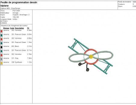 Motif de broderie  avion biplan