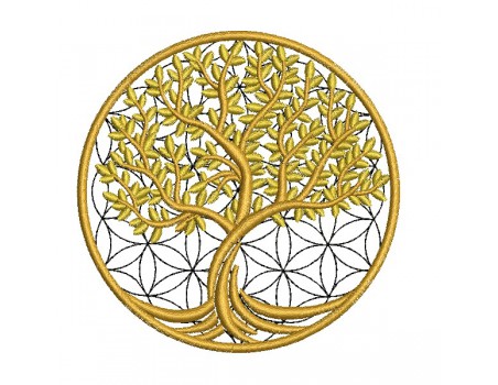machine  embroidery design tree and flower of life