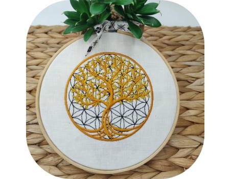 Motif de broderie machine  l arbre et la fleur de vie