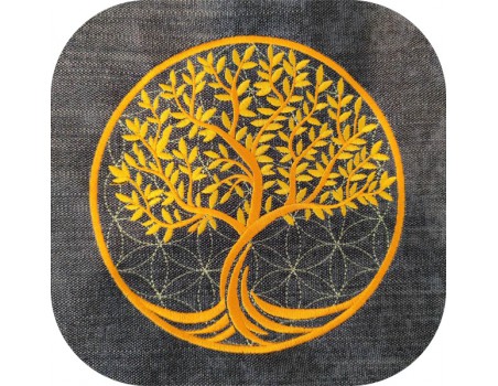 machine  embroidery design tree and flower of life