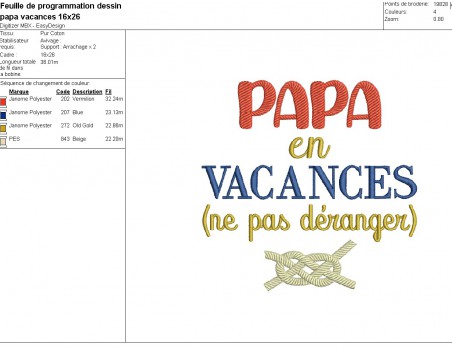machine embroidery design text dad on vacation