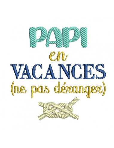 Motif de broderie machine papi en vacances