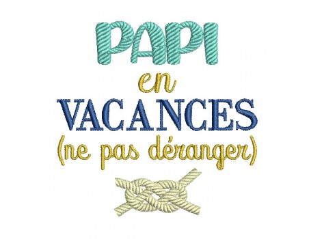 Motif de broderie machine papi en vacances