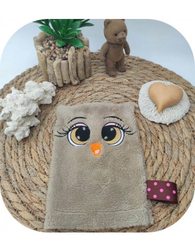 machine embroidery design owl wasch mitt  ITH