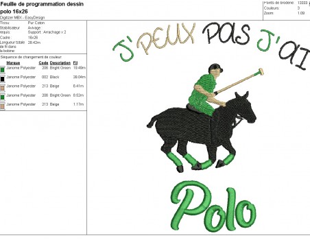 machine embroidery design I can not polo