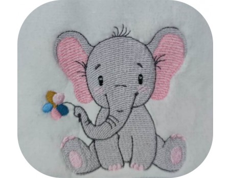 machine embroidery design elephant with his flower