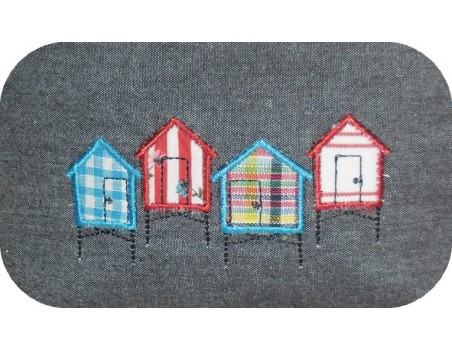 Instant download machine embroidery beach huts