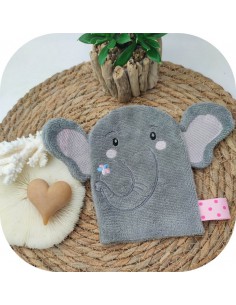 Motif de broderie machine  gant de toilette elephant ITH