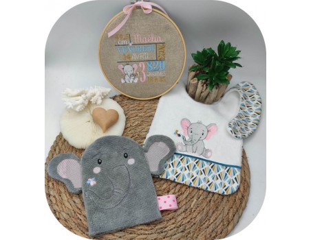 Motif de broderie machine  gant de toilette elephant ITH