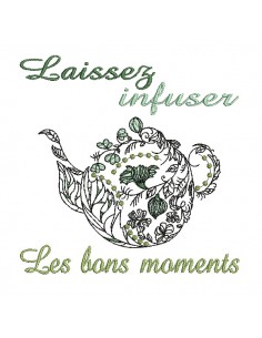 Motif de broderie machine  texte  infusions