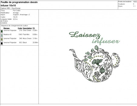 machine embroidery design text herbal teas