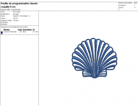 Instant download machine embroidery design scallop shell