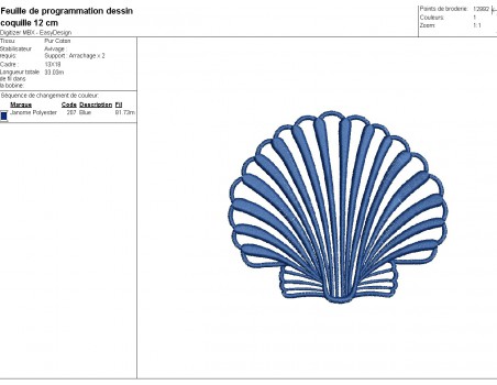 Instant download machine embroidery design scallop shell