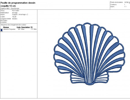 Instant download machine embroidery design scallop shell