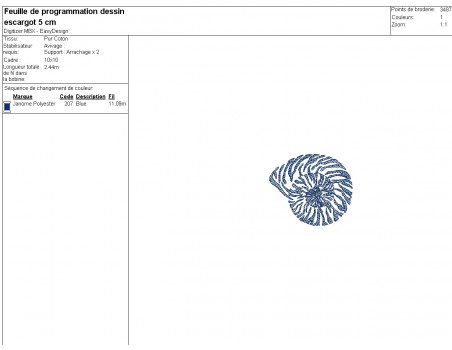 Motif de broderie machine escargot de mer