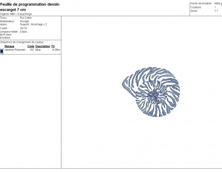 Motif de broderie machine escargot de mer