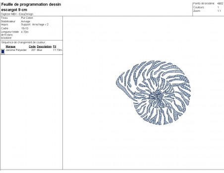 Motif de broderie machine escargot de mer