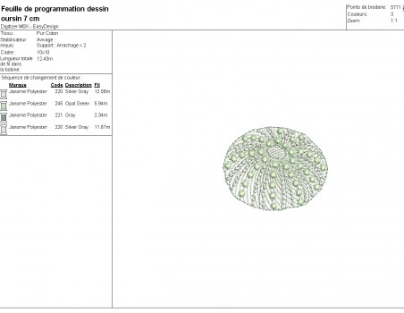 Motif de broderie machine oursin