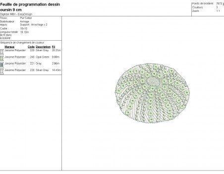Motif de broderie machine oursin