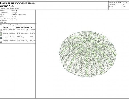 Motif de broderie machine oursin