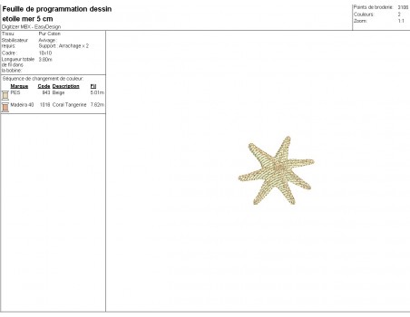 Instant download machine embroidery design starfish