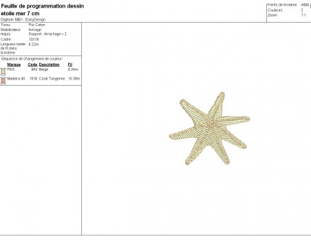Motif de broderie machine étoile de mer