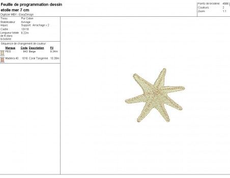Instant download machine embroidery design starfish